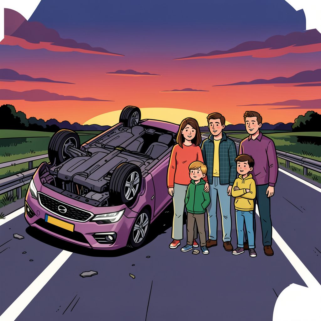 Een gezin met drie kinderen overleeft een spectaculaire crash op de snelweg bij Heerde.