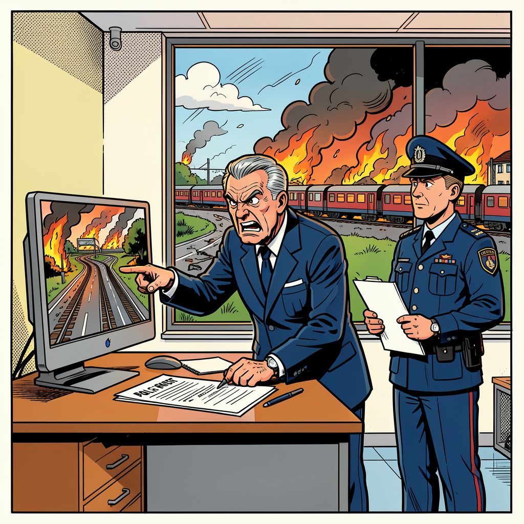 Een woedende minister doet direct aangifte tegen brandstichters langs onze snelwegen.