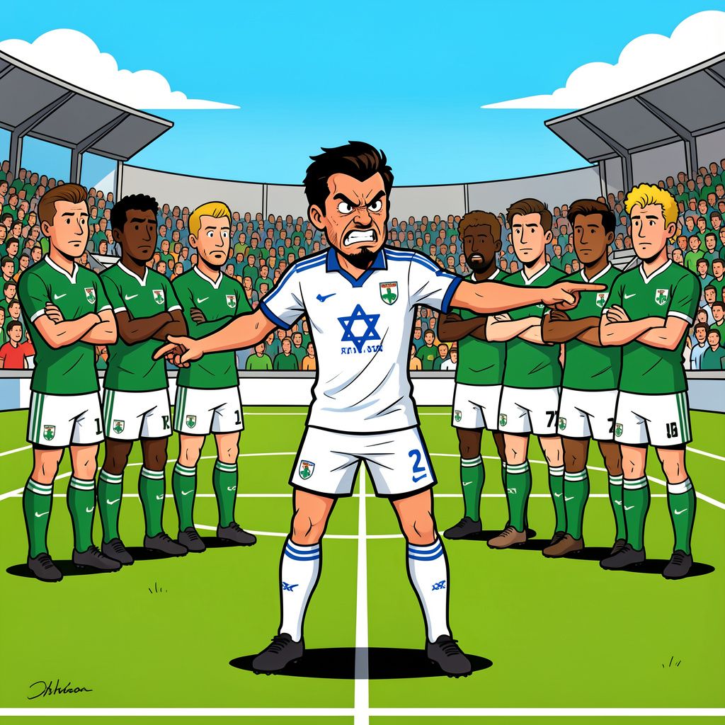 De Israëlische aanvoerder Manor Solomon haalt fel uit naar Ierse voetballers na een ijskoud protest.