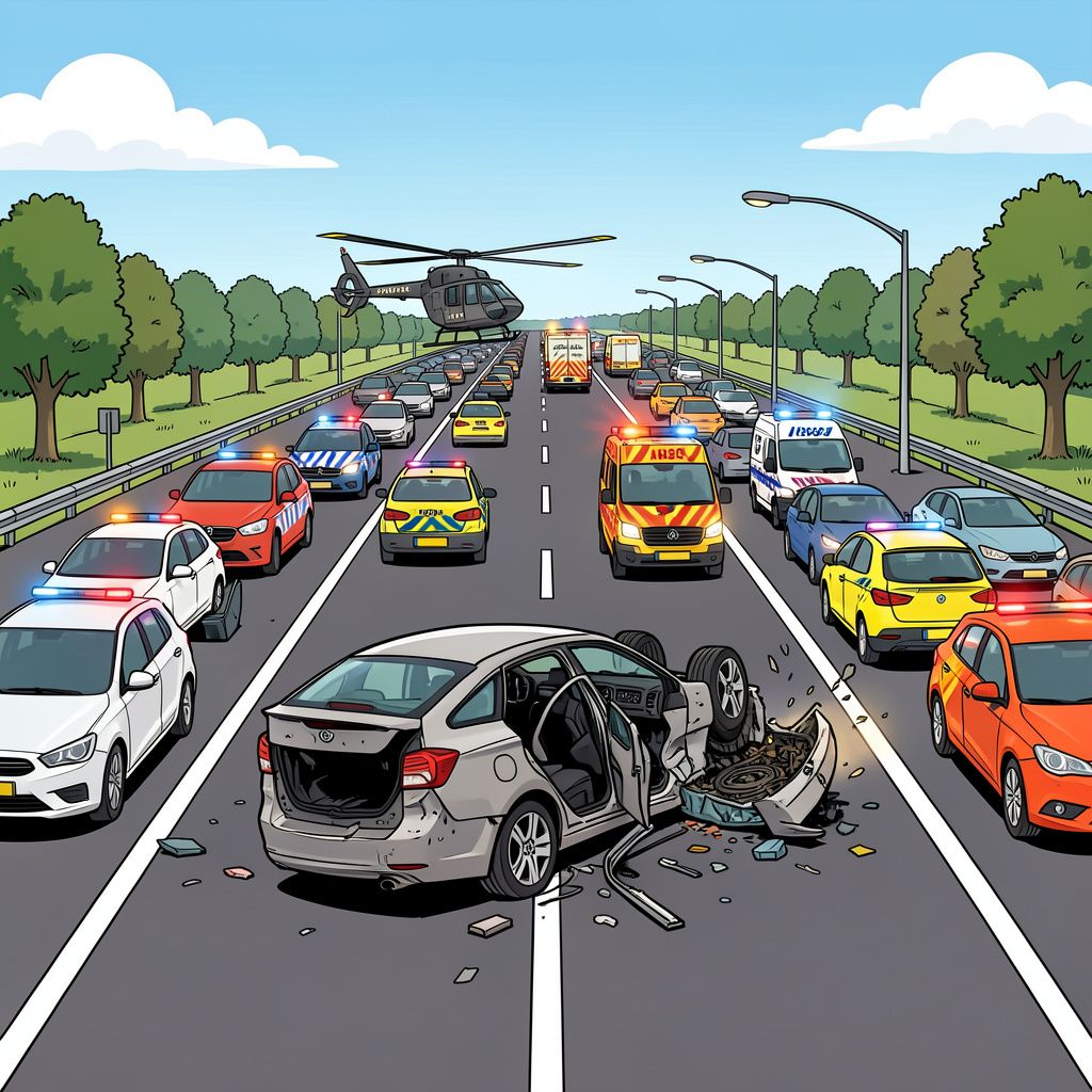 Een spookrijder veroorzaakt een ravage en sluit de snelweg tussen Arnhem en Nijmegen volledig af.