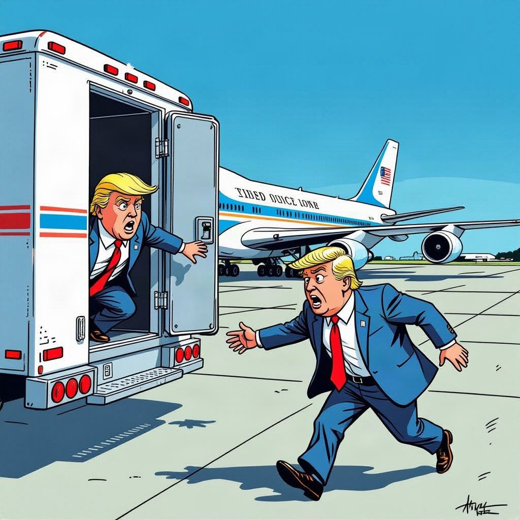 Donald Trump vluchtte in een cateringwagen voor een Iraanse moorddreiging.