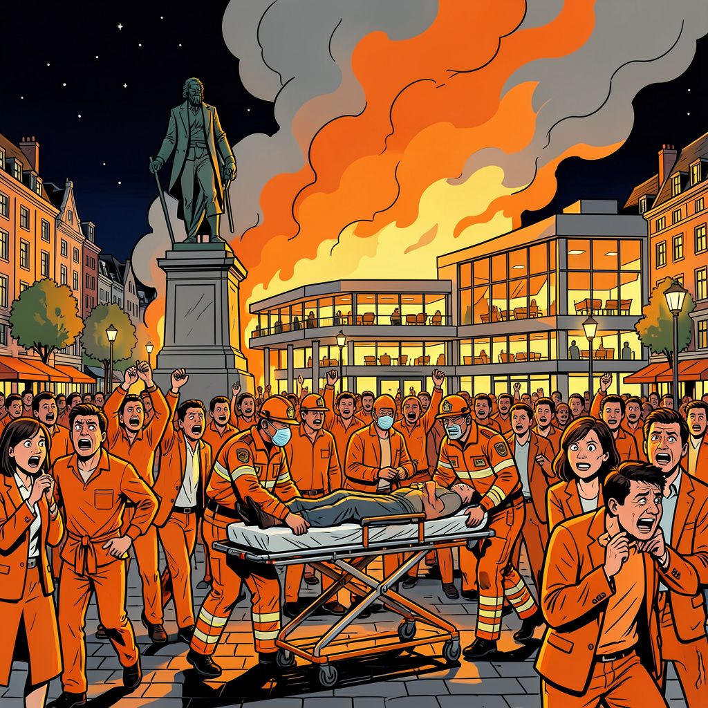 Brand op Rembrandtplein zorgt voor chaos tussen Oranjevierders