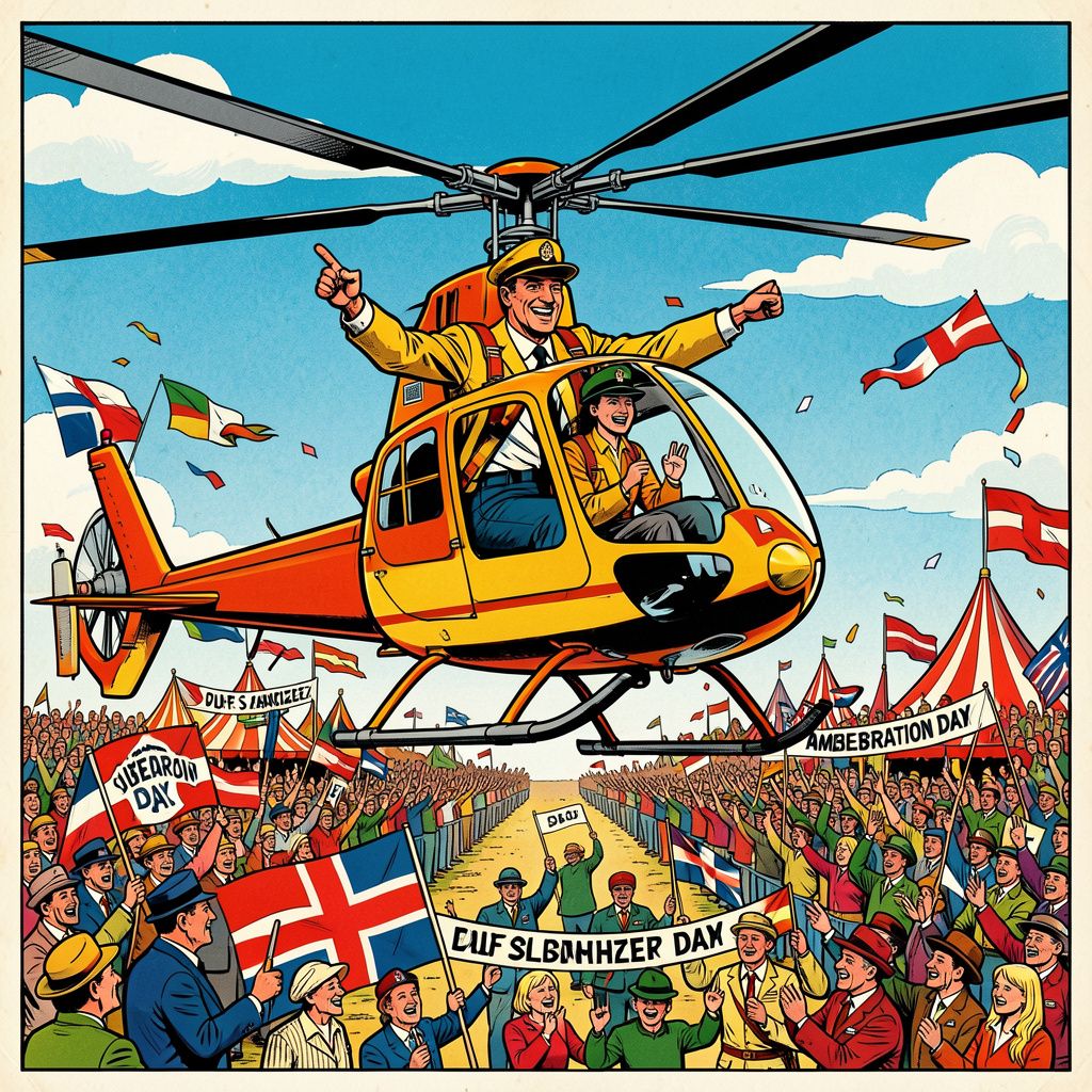 Rolf Sanchez vliegt als vrijheidsambassadeur met helikopter van festival naar festival