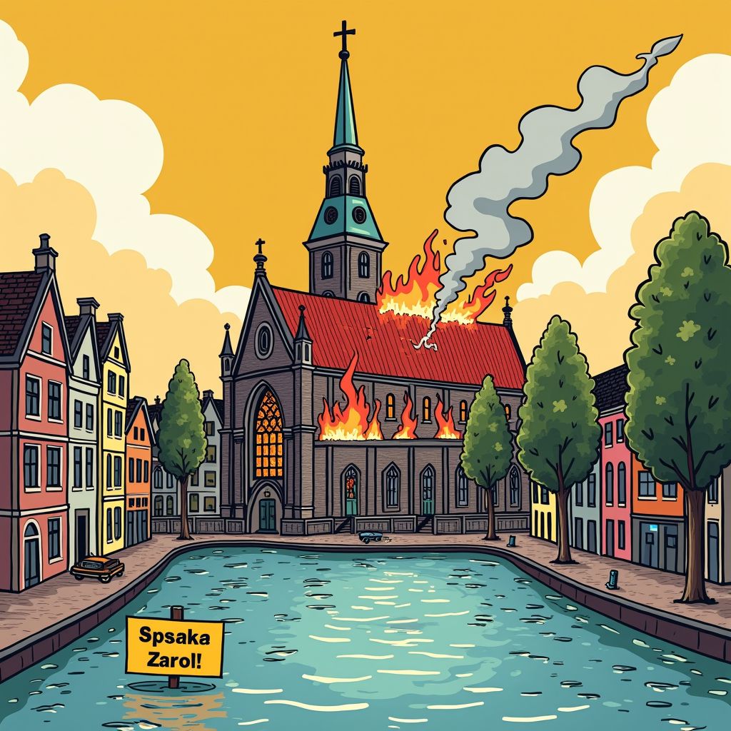 Vondelkerk Amsterdam staat nog 70 centimeter onder water na nieuwjaarsbrand