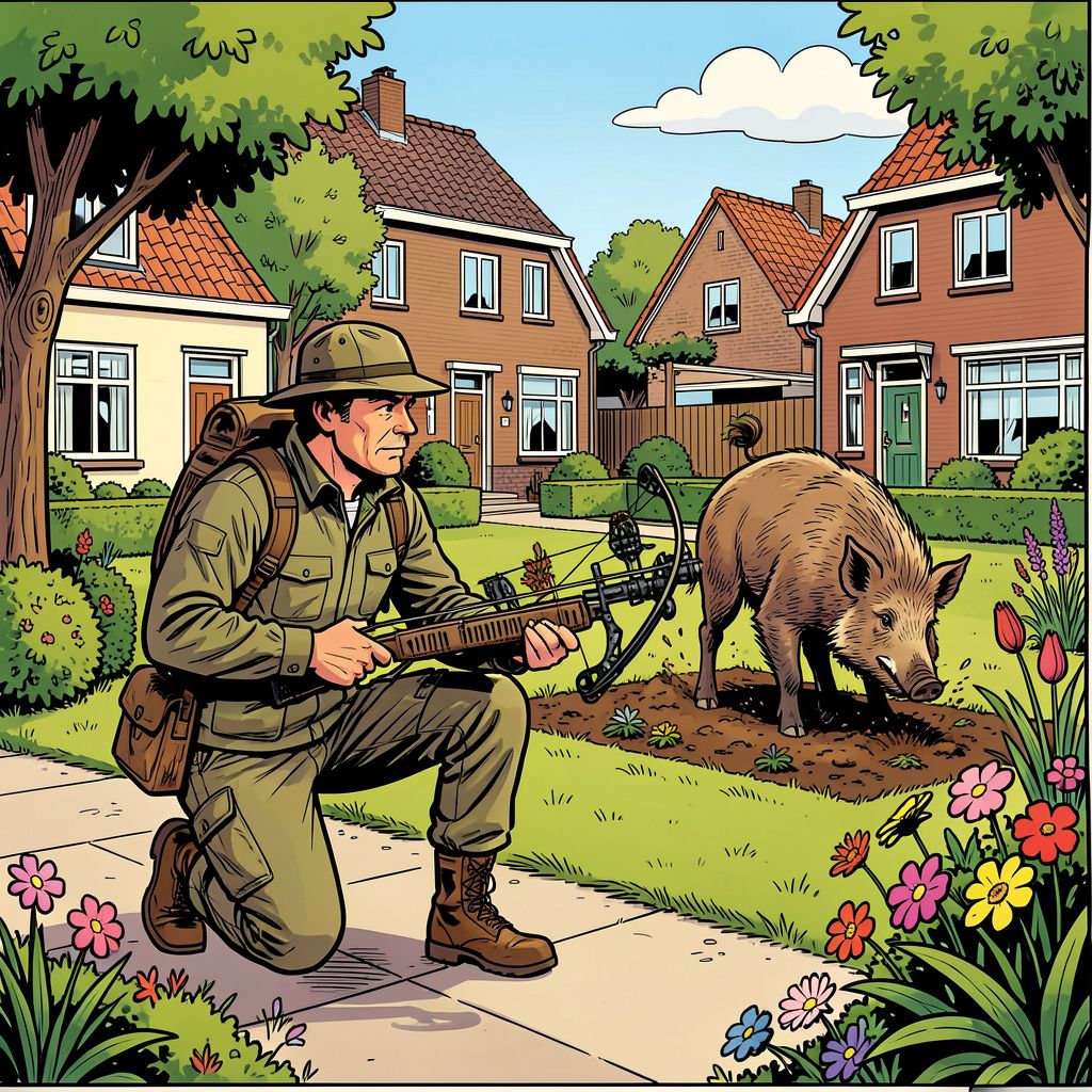 Vlaamse jagers willen met pijl en boog op everzwijnen jagen in woonwijken om overlast veilig aan te pakken.