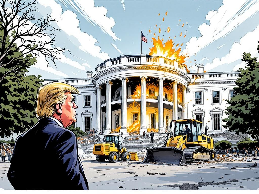 Trump laat bulldozers los op het Witte Huis voor zijn droombalzaal