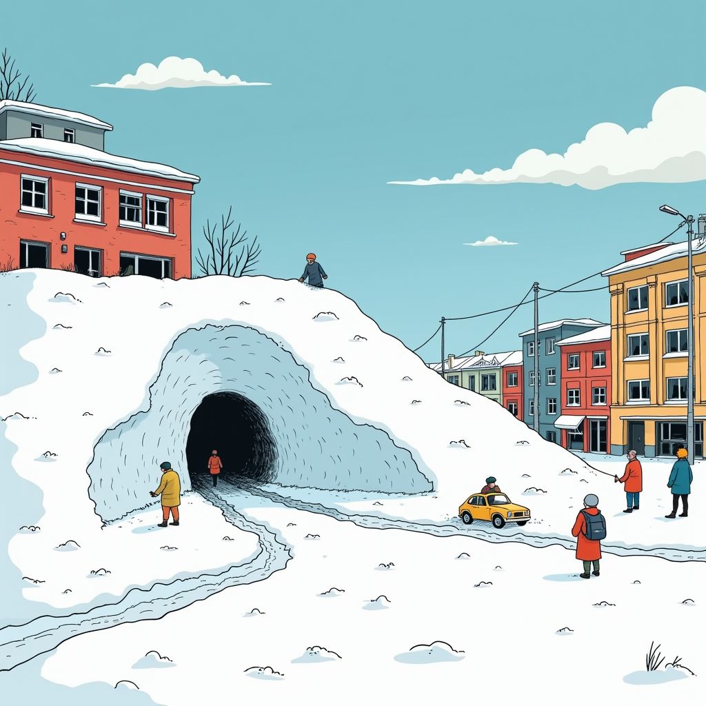 Russische stad verdwijnt onder sneeuwberg van twee verdiepingen hoog