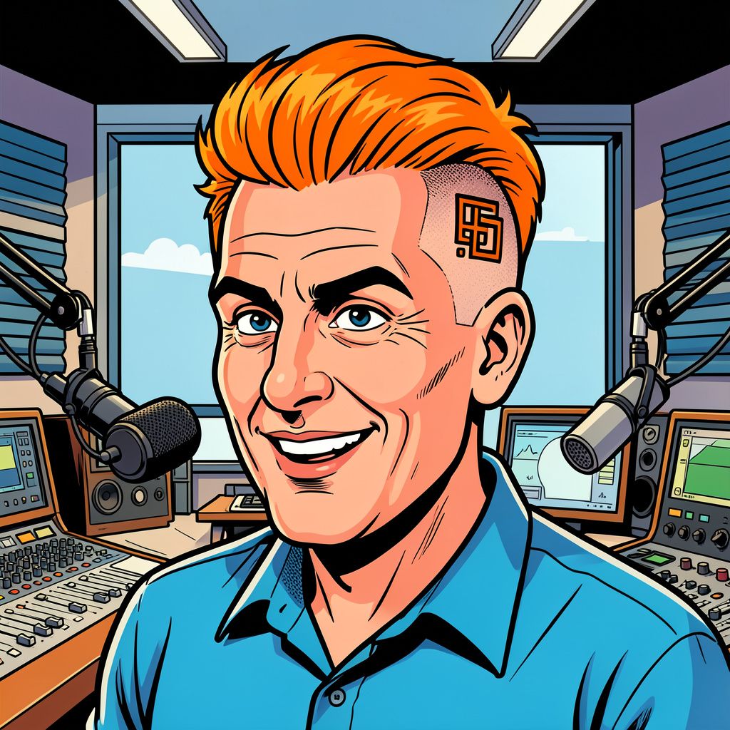 Radio-dj Wietze de Jager krijgt een feloranje kapsel na een verloren radiospel.