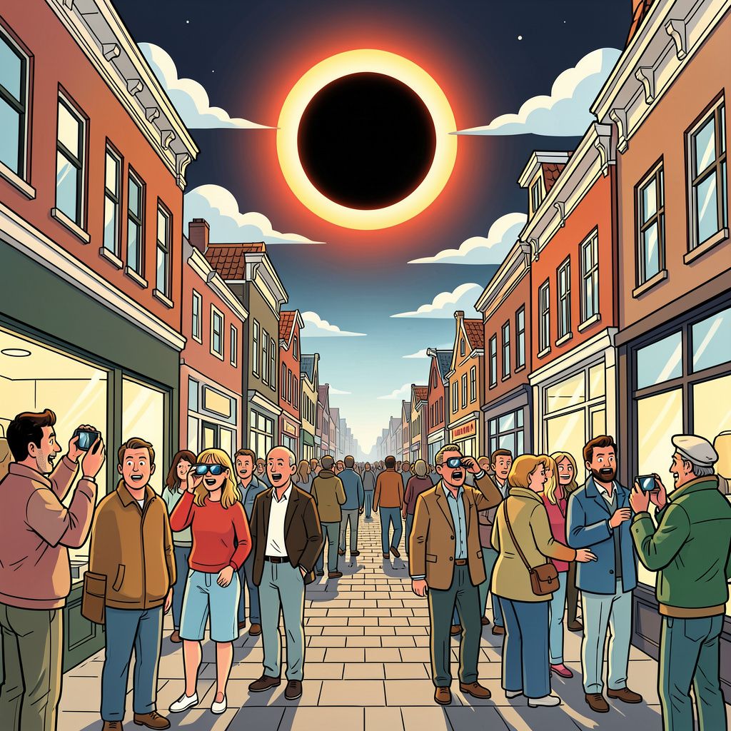 Nederlanders jagen massaal op eclipsbrillen voor de spectaculaire zonsverduistering van twaalf augustus.