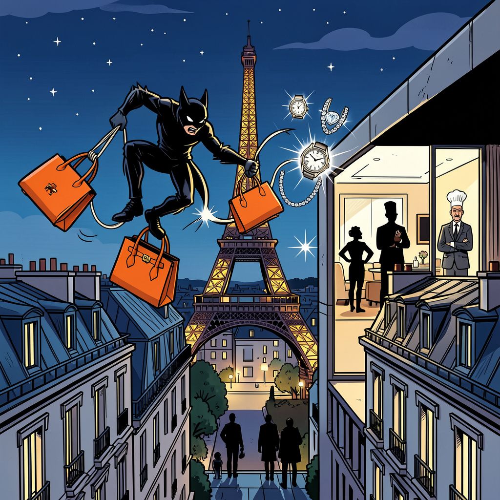 Le Chat klom via daken Parijs binnen en stal 10 miljoen euro van sterren