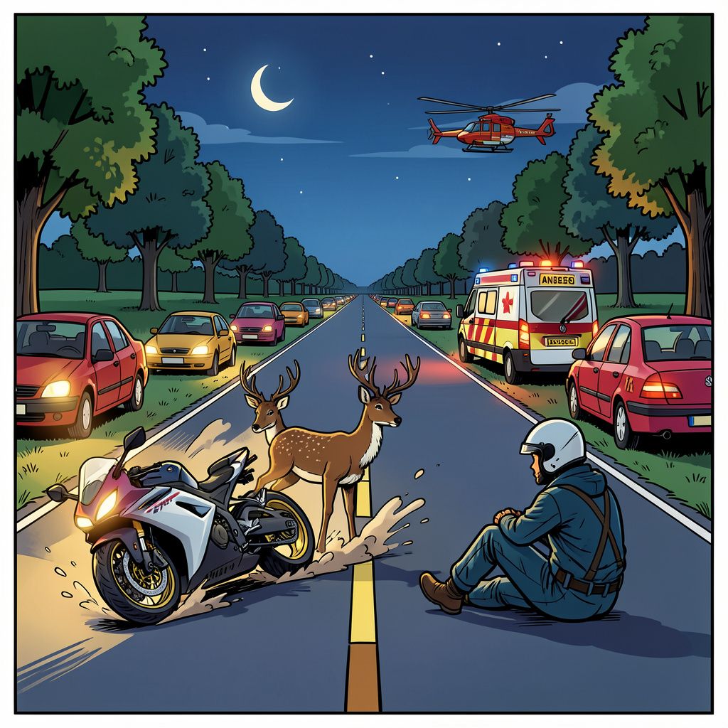 Een ree steekt over en een 41-jarige motorrijder uit Rolde verliest zijn leven op de N33.