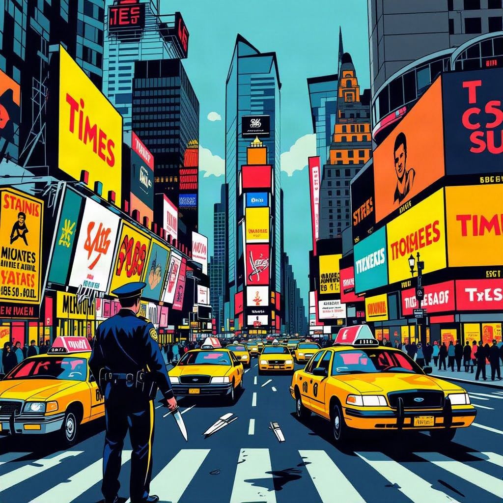 De politie schiet een vrouw dood op Times Square na een wilde steekpartij.