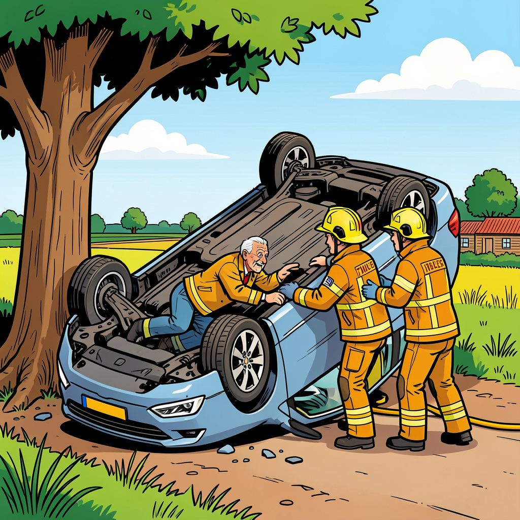 Een auto die zelf de brandweer belt redt een tachtigjarige automobilist in Tholen.