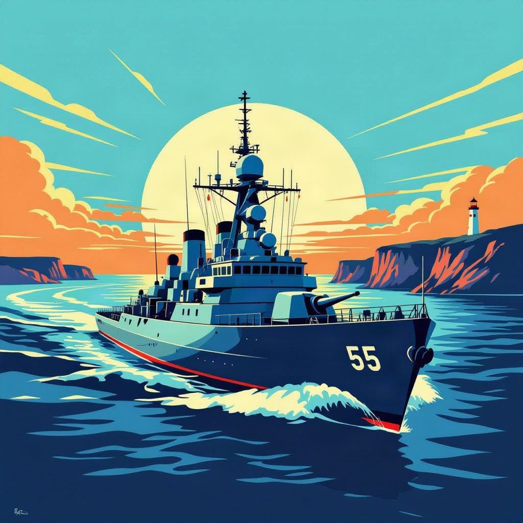 Een Russisch oorlogsschip met nucleaire raketten vaart onzichtbaar vlak langs de Duitse kust.