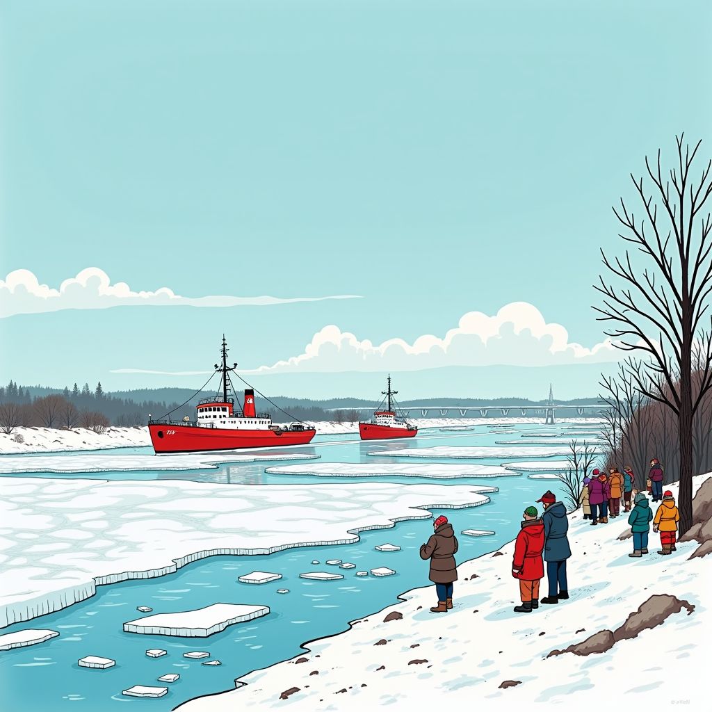 IJsbergen van 10 meter hoog maken van de Elbe een arctisch wonderland