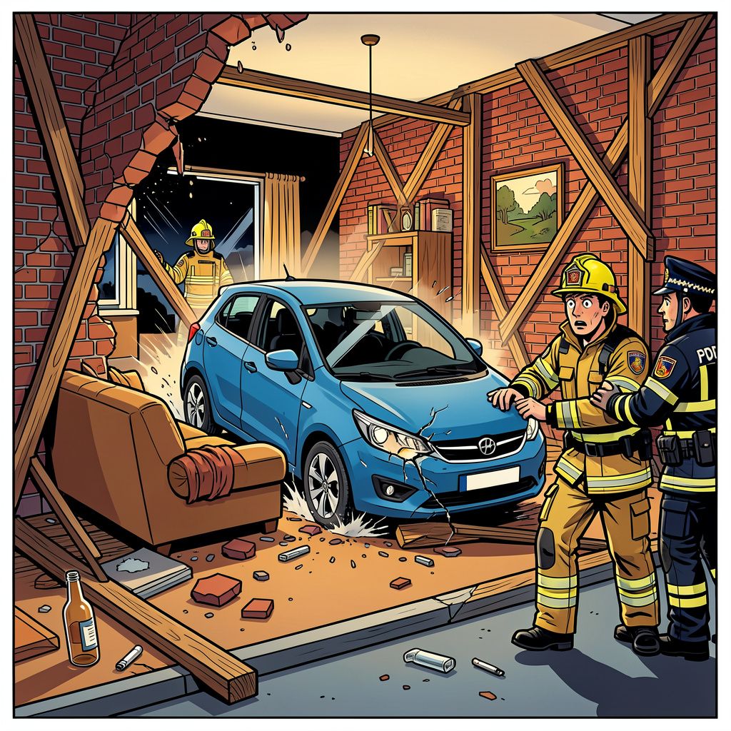 Auto knalt dwars door woonkamermuur heen nadat bestuurder rechtdoor rijdt op T-kruising in Breda