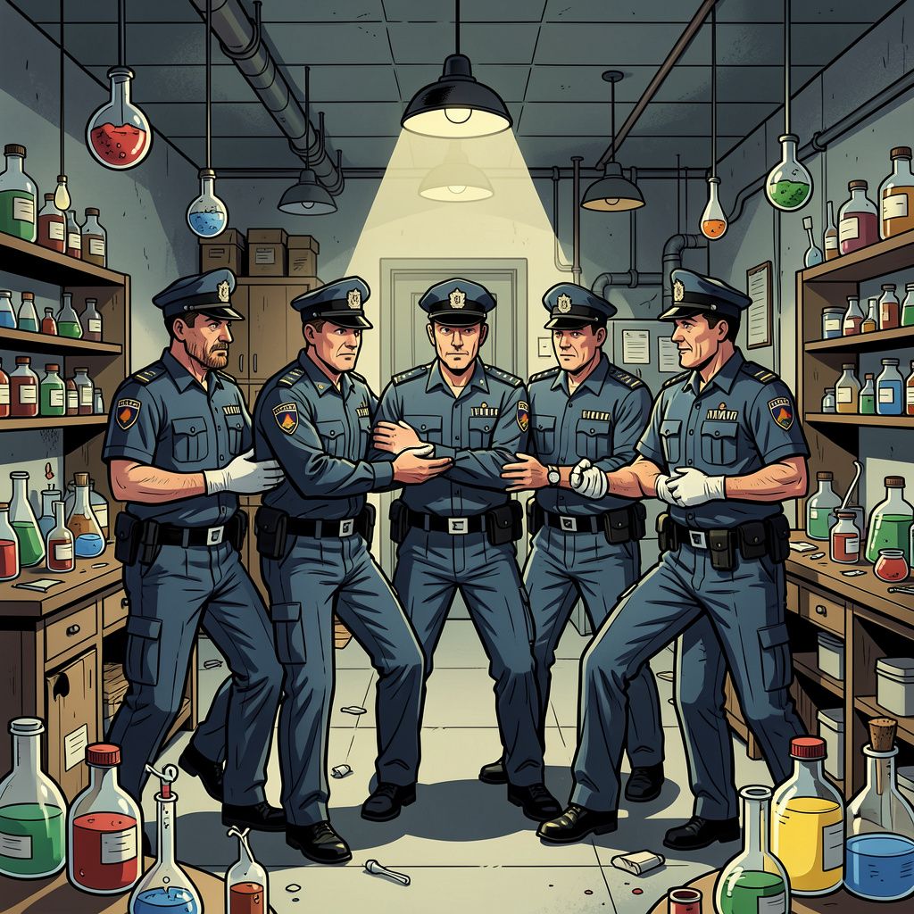 De politie pakt vijf verdachten op voor de dood van een jongen in een drugslab.