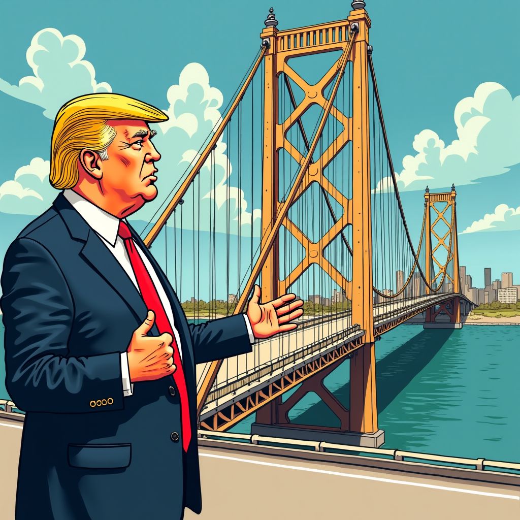 Trump houdt 4,8 miljard dollar brug gegijzeld tot Canada betaalt