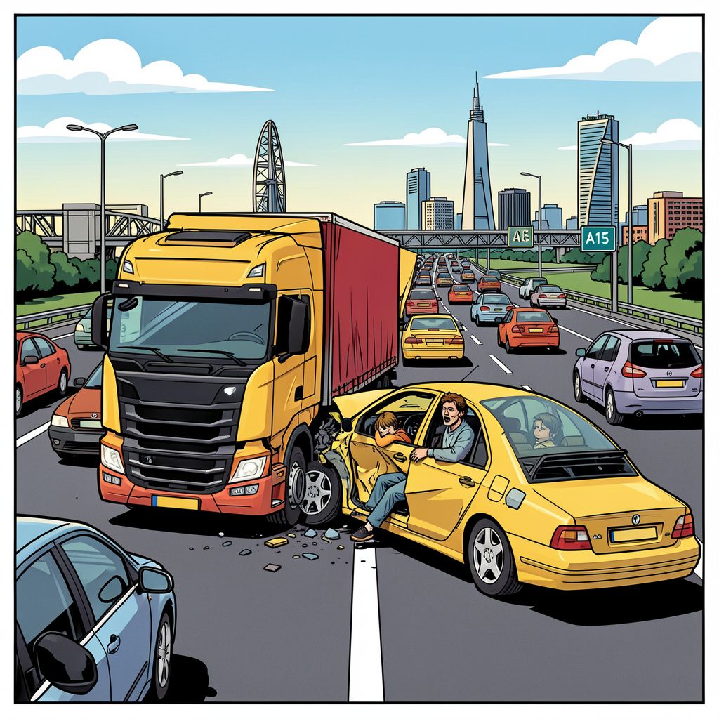 Een ravage op de A15 bij Rotterdam zorgt vanochtend voor een enorme verkeerschaos.