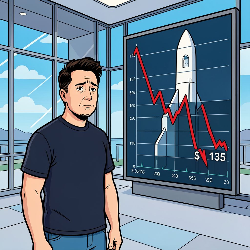 Zelfs Elon Musk kan de zwaartekracht niet verslaan: aandeel SpaceX zakt onder de startprijs.