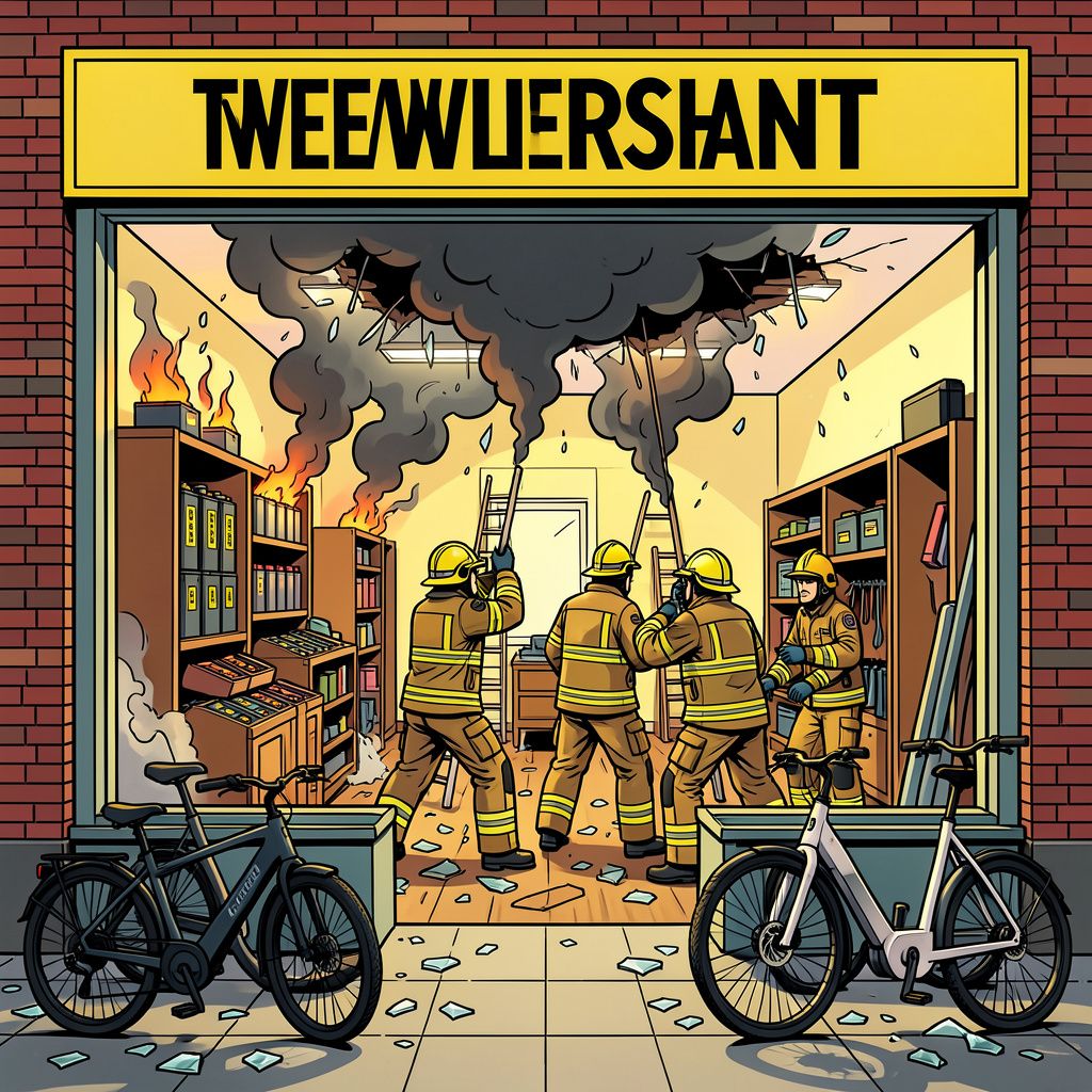 Elektrische fietsaccu's leggen fietsenwinkel in Almere in de as