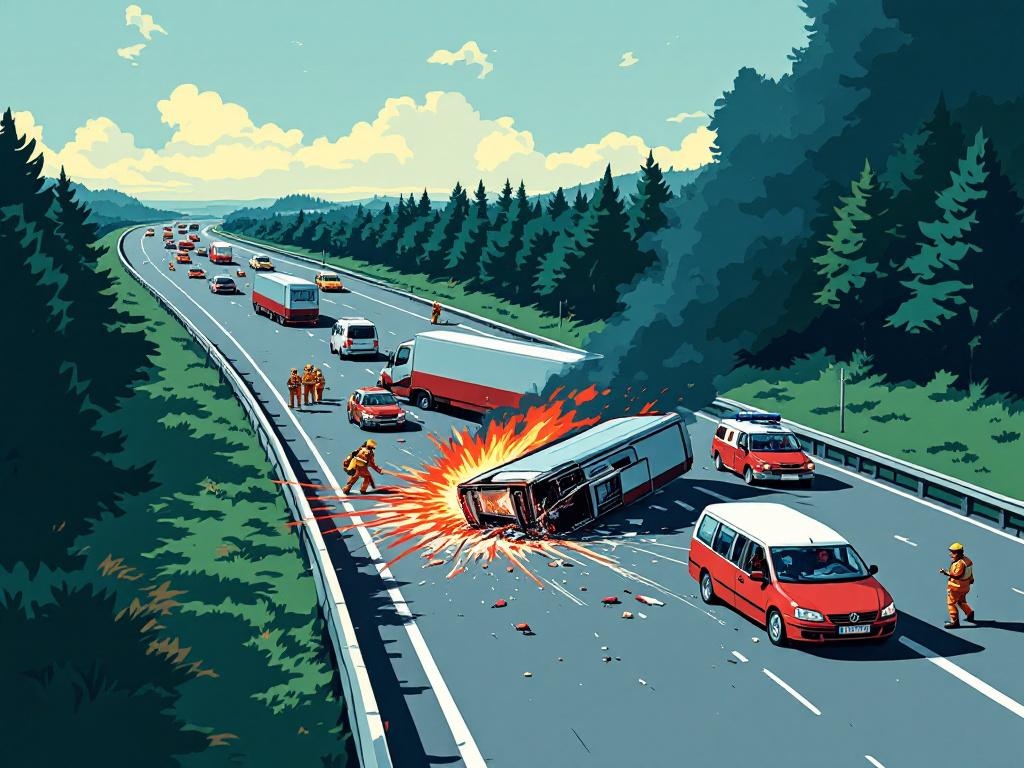 Een auto slaat over de kop bij kettingbotsing met zeven voertuigen op A58