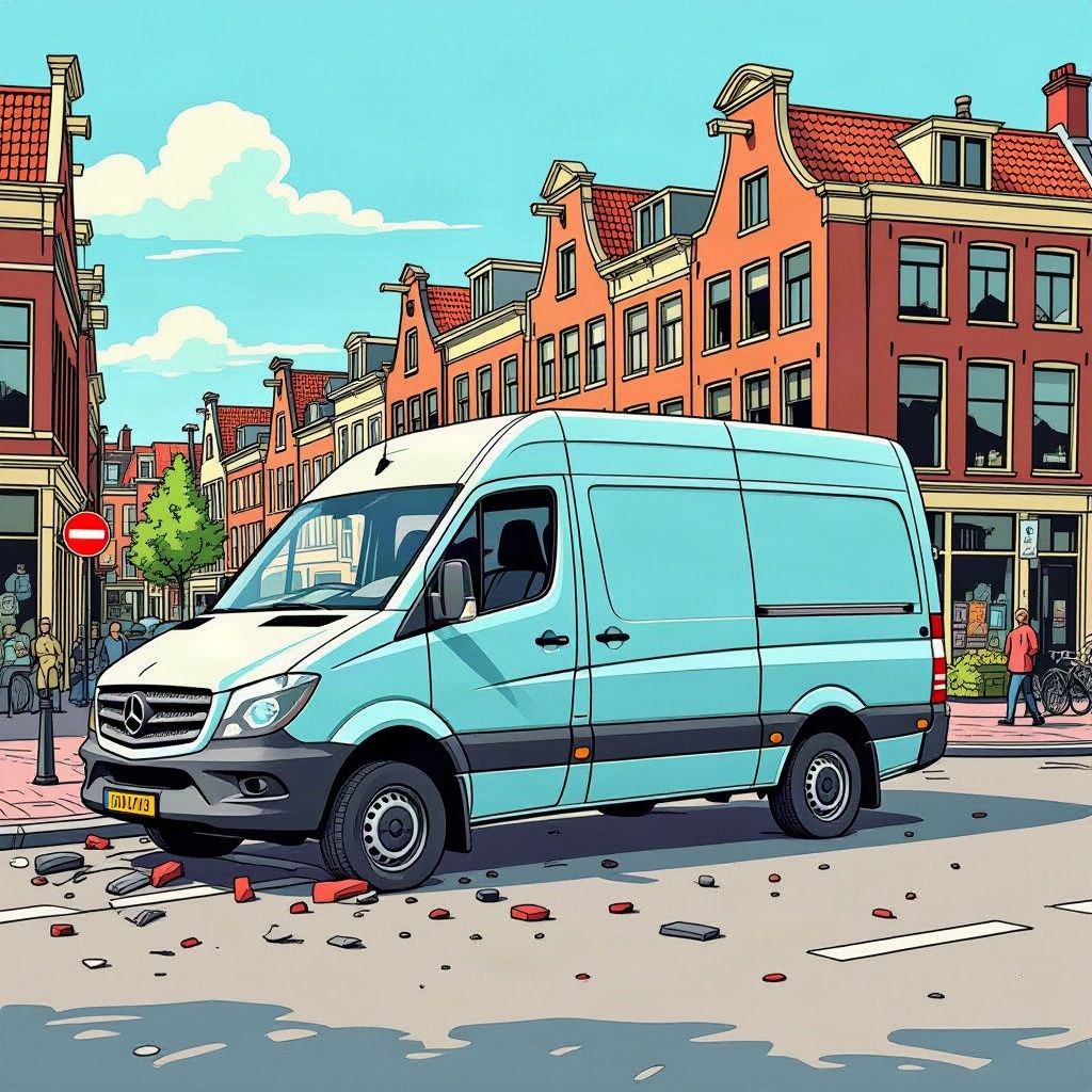 Een bestelbus belandt op zijn zijkant na een harde botsing in Utrecht.