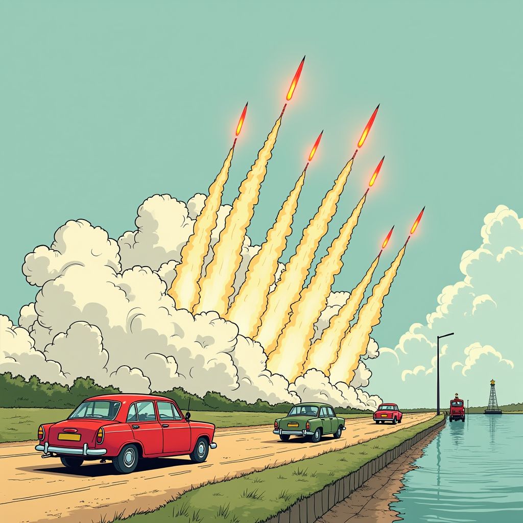 Defensie lanceert zestien raketten vanaf de Afsluitdijk terwijl het verkeer gewoon doorrijdt