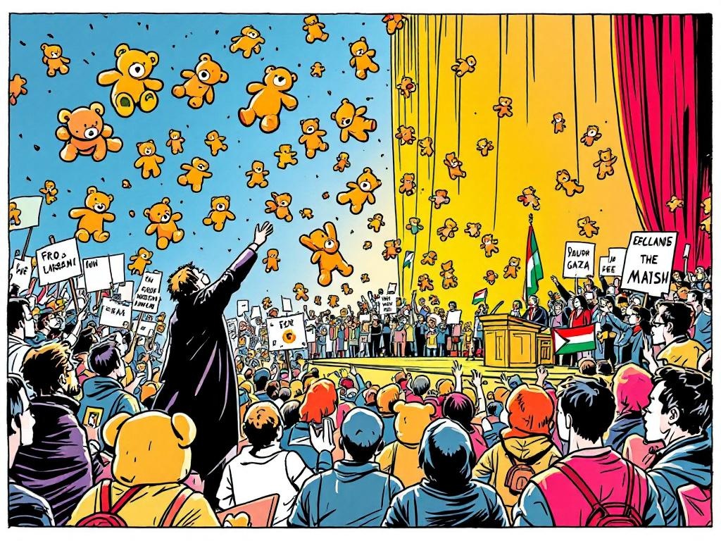 Pro-Palestina Demonstratie Schokt Introductiesfeer: Teddy Bears Vallen op Podium van Radboud
