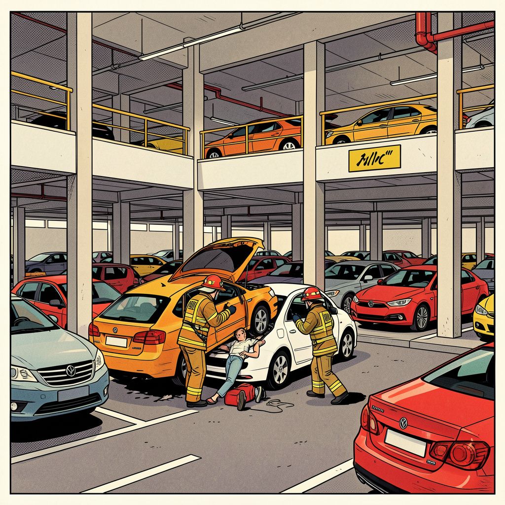 Brandweer bevrijdt vrouw die onder auto belandde op achtste etage LUMC-parkeergarage