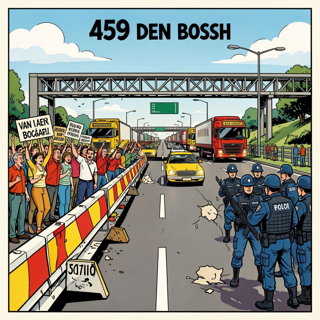 Honderd demonstranten blokkeren A59 bij Den Bosch in protest tegen asielzoekerscentrum