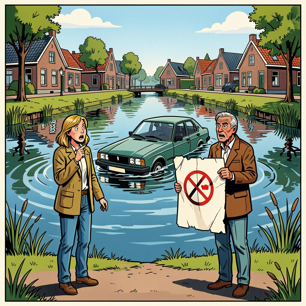 Een gestolen auto eindigt in de rivier na het weghalen van een asielposter.
