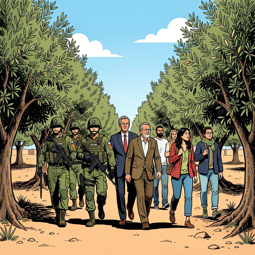 Het Israëlische leger pakt een Amerikaanse politicus op tijdens een olijfoogst op de Westelijke Jordaanoever.