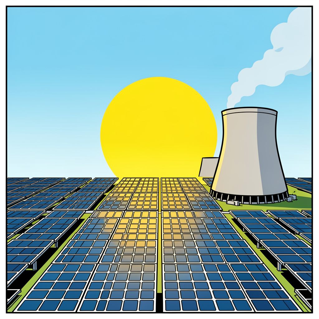 Zonne-energie haalt kernenergie voor het eerst wereldwijd in.