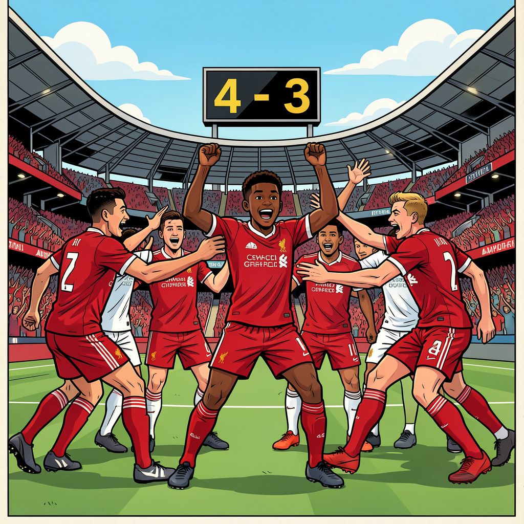 Liverpool buigt een achterstand om en wint met 4-3 van Villarreal.