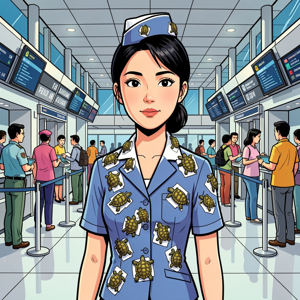 Stewardess plakt dertig levende schildpadden op haar lichaam om ze te smokkelen