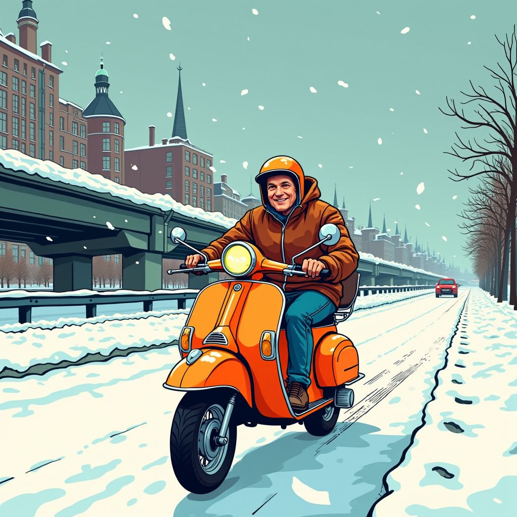 Huurscooter trotseeert sneeuwstorm en rijdt gewoon de A10 op tijdens code oranje