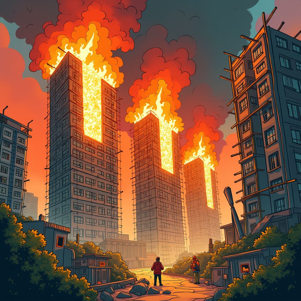 Bamboe steigers verspreiden vuur razendsnel door vier woontorens in Hongkong