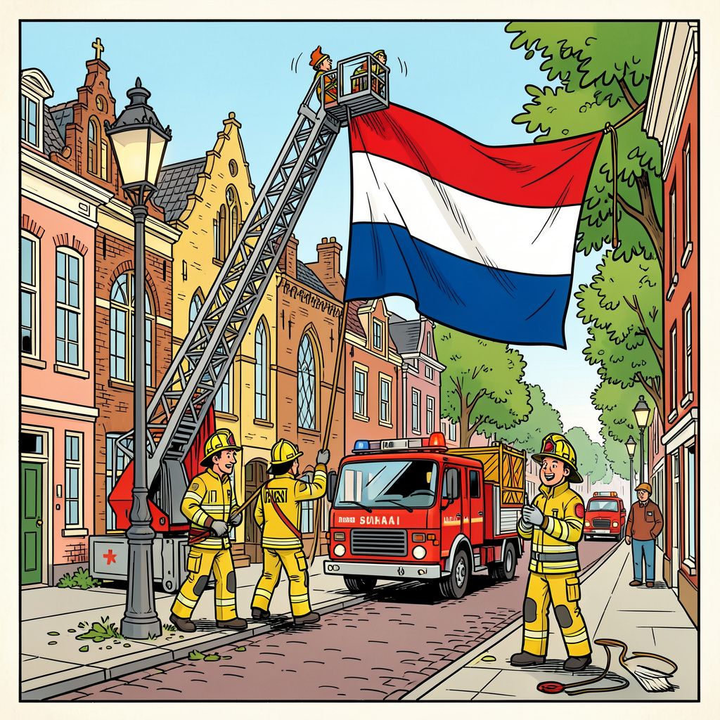 Brandweer rukt uit voor controversiële vlag op dodenherdenking in Arnhem.