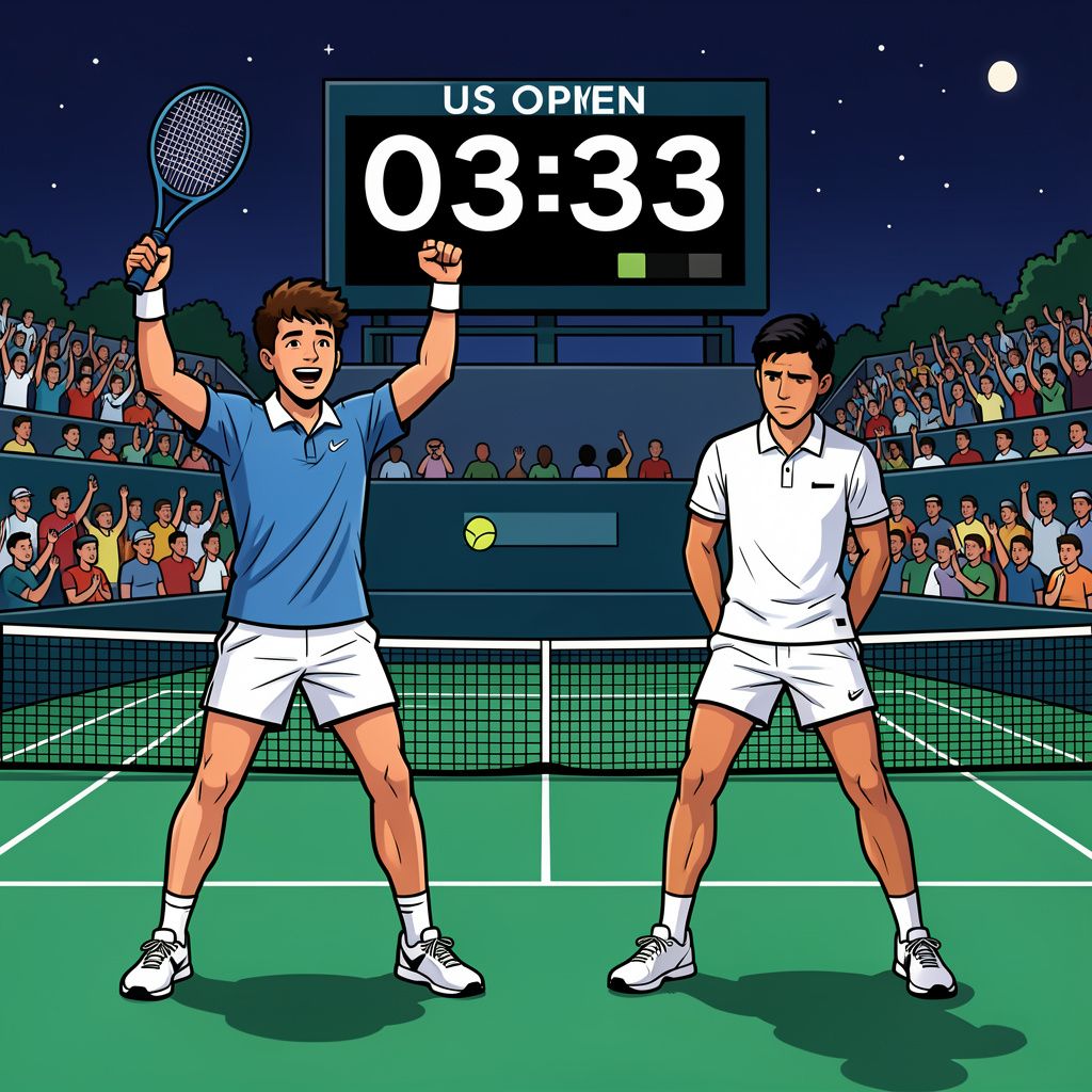 Ben Shelton slaat titelverdediger Carlos Alcaraz uit de US Open tijdens een historisch late nacht.