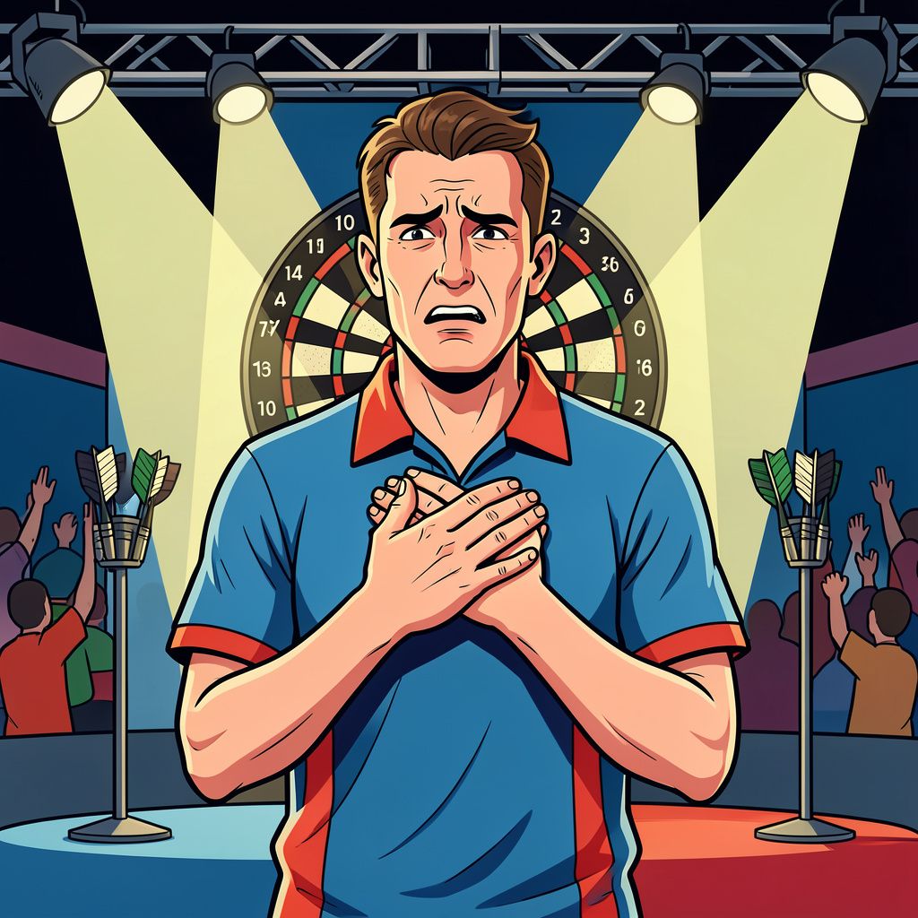 Darter Cameron Menzies moet vandaag zijn wedstrijd staken nadat hij plotseling onwel wordt op het podium.