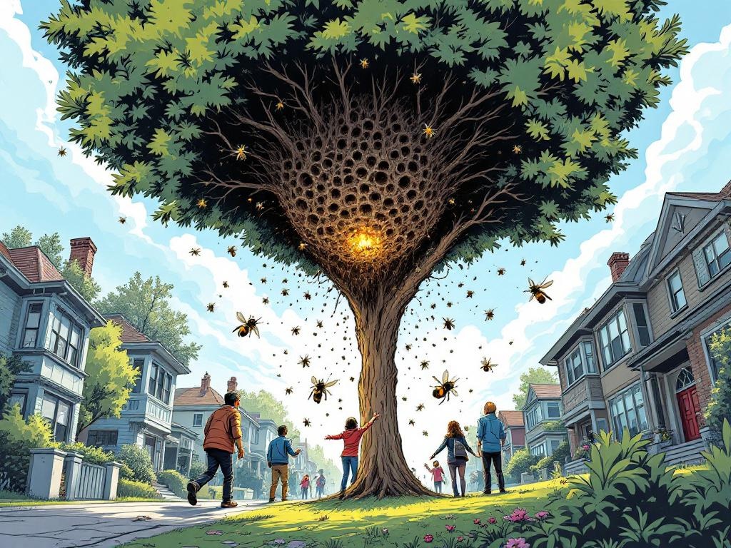 Angstaanjagend Wespennest Verrast Bewoners: Aziatische Hoornaars Vallen Letterlijk Uit De Boom