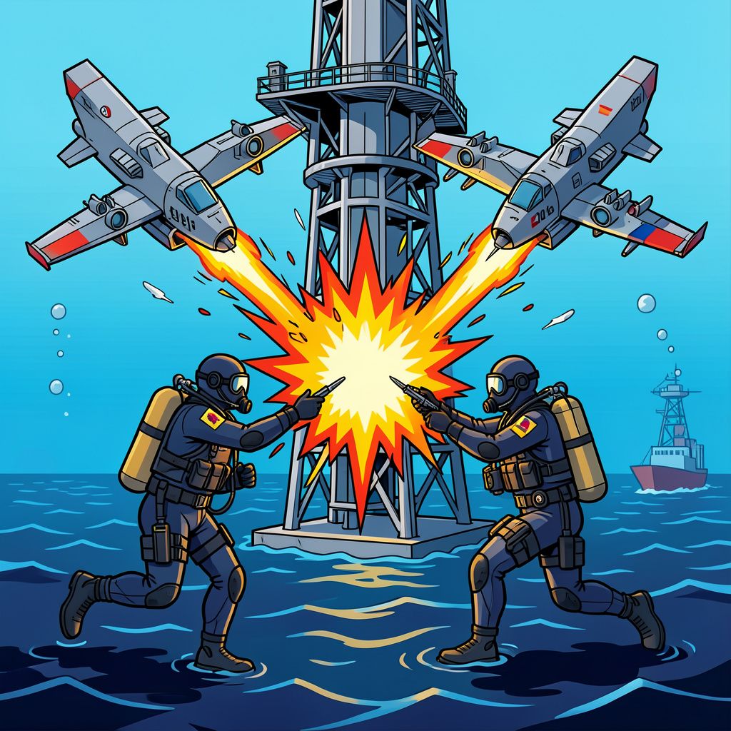 Roemeense marineduikers blazen twee drijvende Russische drones op vlak bij een cruciaal gasveld in de Zwarte Zee.