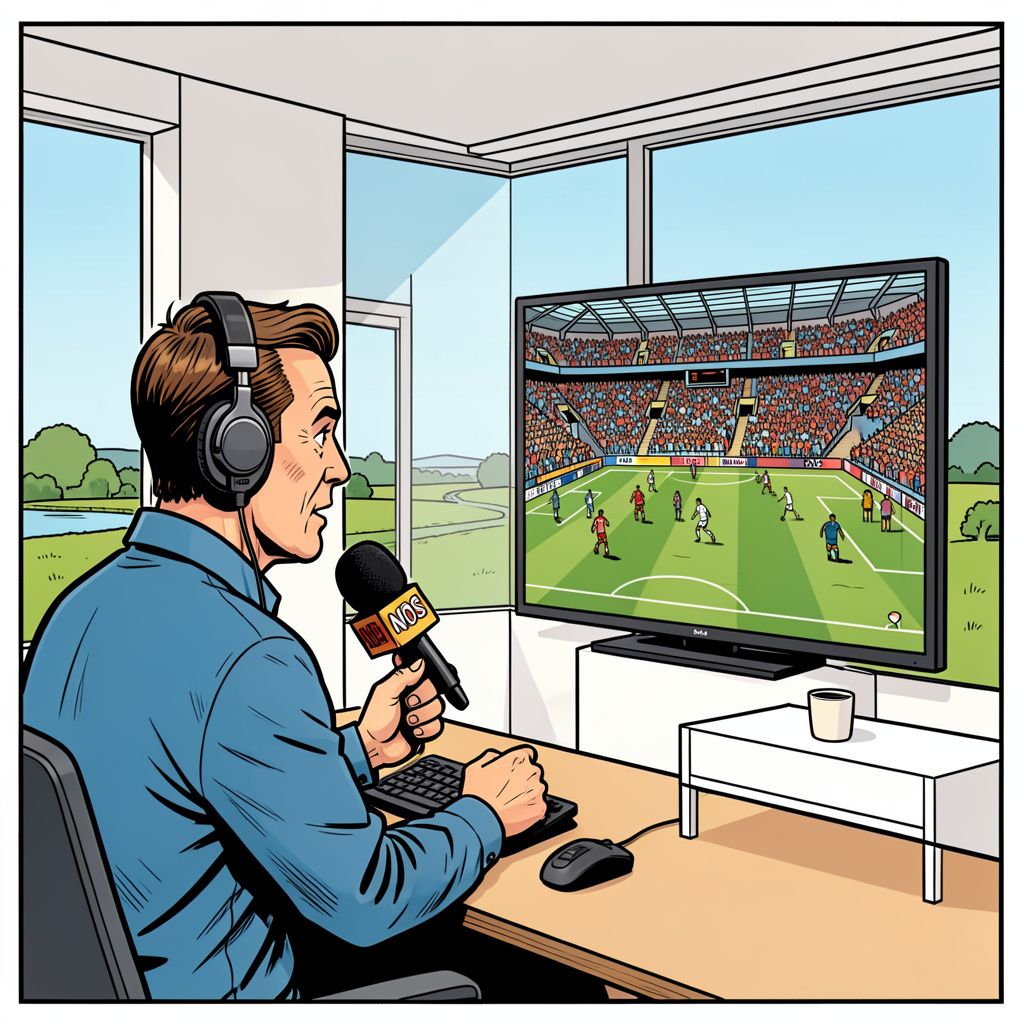 De NOS bespaart ruim een miljoen euro op het WK voetbal door gewoon vanuit Hilversum te werken.