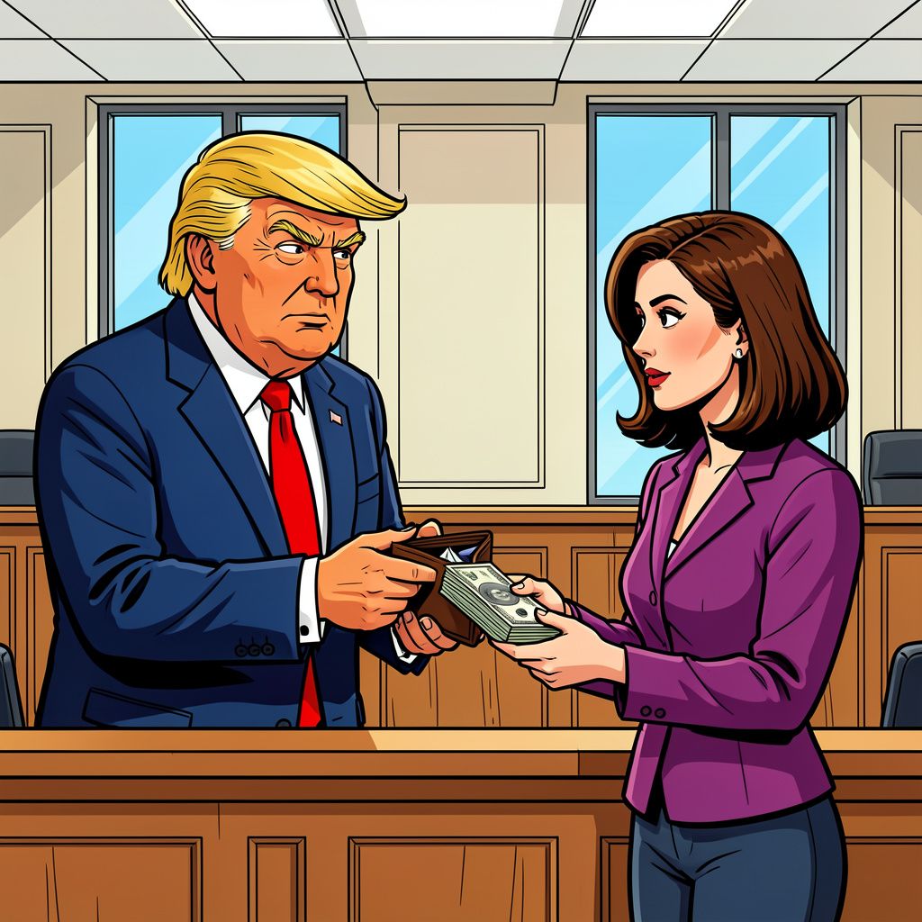 Donald Trump trekt de portemonnee en betaalt vijf miljoen dollar aan E. Jean Carroll.