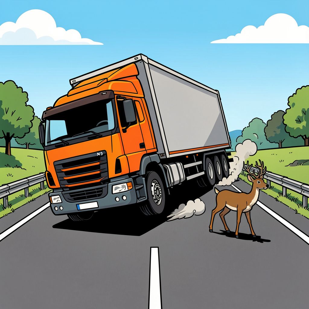 Een vrachtwagen kantelt op de N9 nadat de chauffeur uitwijkt voor een overstekend dier.