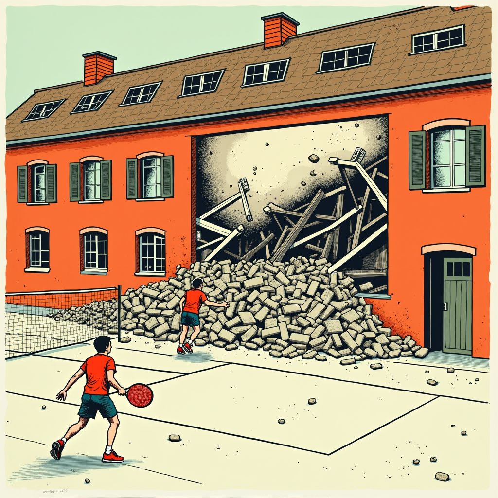 Sporthal van Marco van Basten en Barry Atsma stort in terwijl sporters aan het padellen zijn