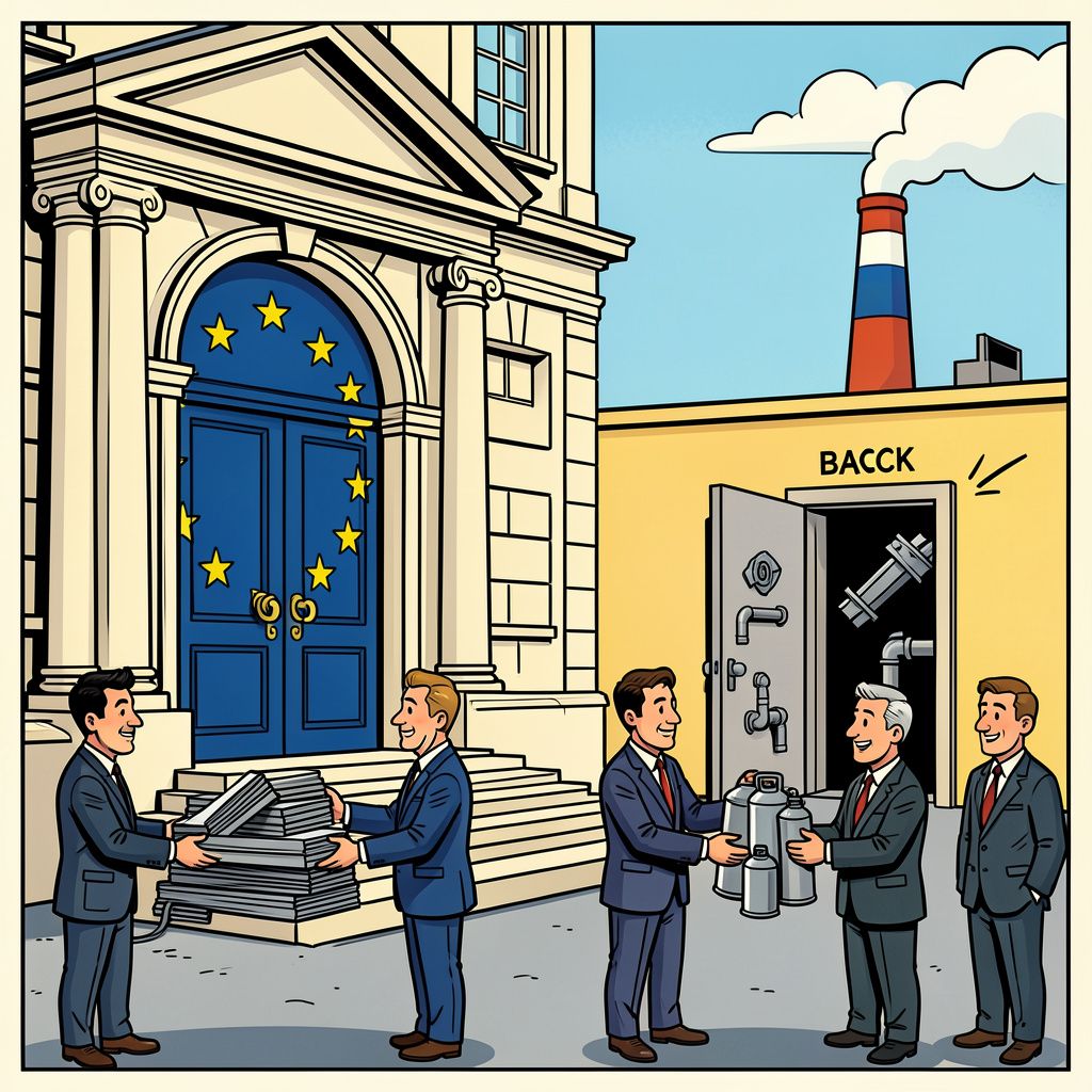Europa sluit de voordeur voor Rusland, maar laat de achterdeur voor staal en gas wagenwijd openstaan.