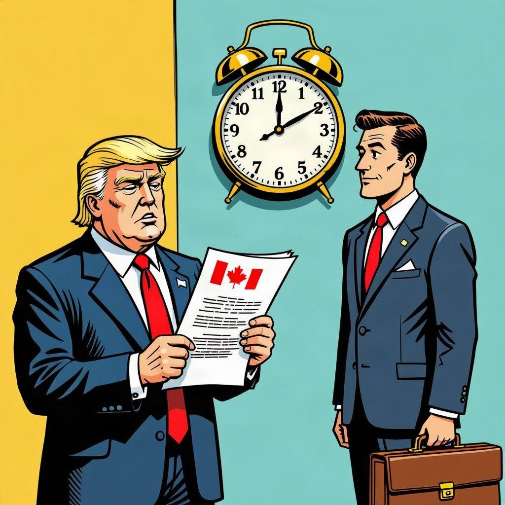 Donald Trump stelt loodzware importheffingen voor Canada op het allerlaatste moment uit.