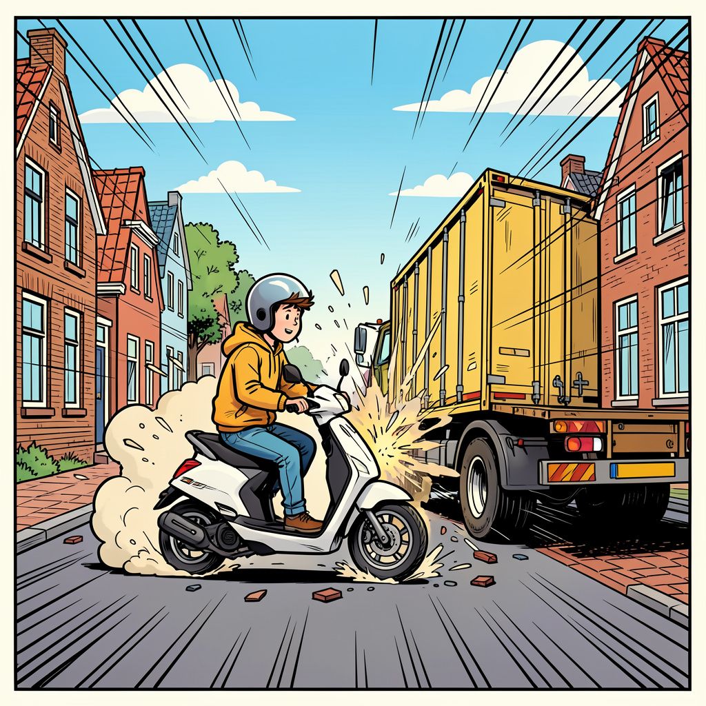 Een veertienjarige jongen op een motorscooter veroorzaakt twee ongelukken binnen een kwartier in Gemert.